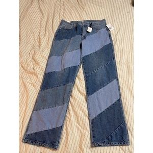 Forever 21 Reworked Diagonal Striped Jeans